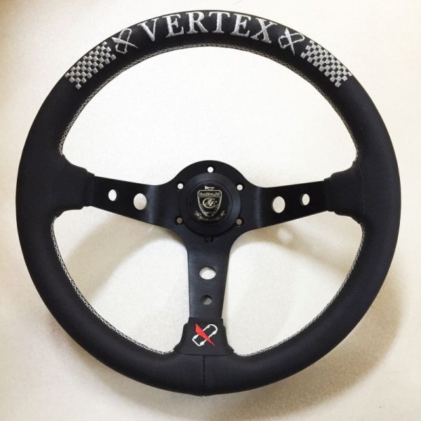 画像1: VERTEX ステアリング 「VERTEX CHECKER」 90mmDEEP/33φ (1)