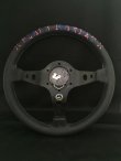 画像2: VERTEXステアリング[VERTEX HELLS Racing（ヘルスレーシング）Pink/Blue]90mmDEEP/35Φ Leather TYPE/Designed by JUN WATANABE (2)