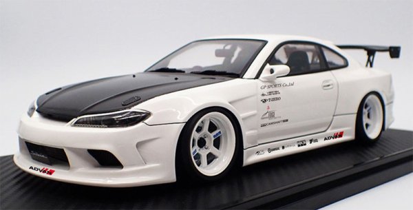 画像1: VERTEX EDGE S15 SILVIA  ホワイト、カーボンボンネット仕様（1/18 Scale） (1)