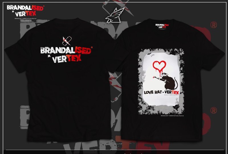 画像1: BRANDALISED x VERTEX  Love Rat Tee（ラヴ ラット：バンクシーグラフティアート）　 (1)