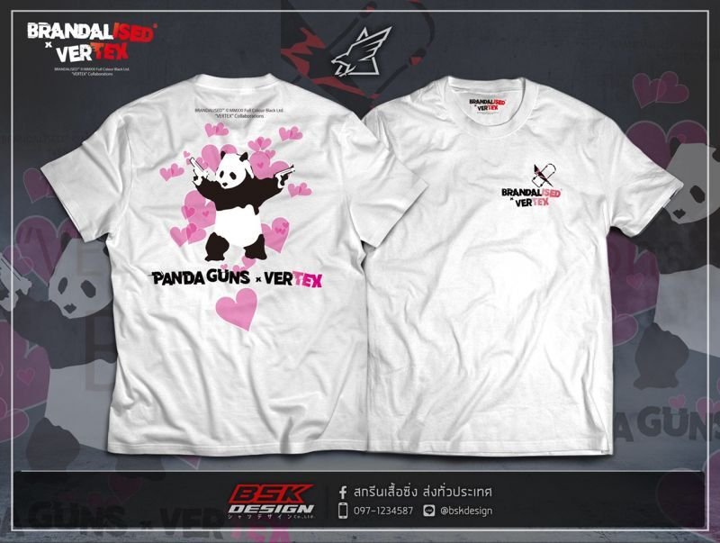 画像1: BRANDALISED x VERTEX  PANDA GUNS Tee（パンダ ガン：バンクシーグラフティアート）　 (1)
