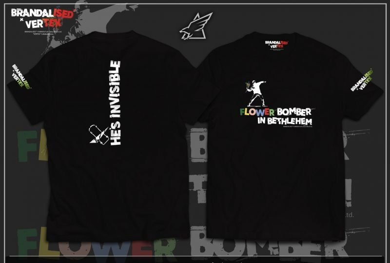 画像1: BRANDALISED x VERTEX  Flower Bomber Tee（花束を投げる男：バンクシーグラフティアート）　 (1)