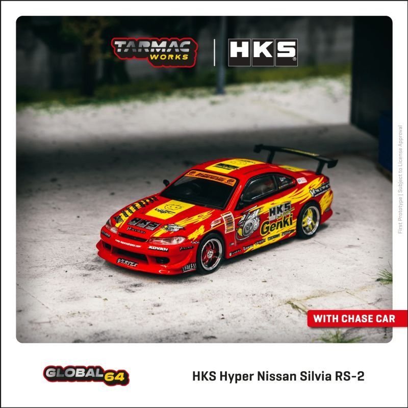 画像1: 1/64　VERTEX RIDGE S15 SILVIA HKS Hyper Nissan Silvia RS-2(D1 SPEC）TARMAC Works ダイキャスト (1)