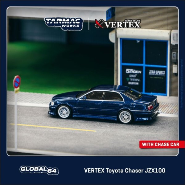 画像1: 1/64  VERTEX Toyota Chaser JZX100 Blue Metallic（ブルメタ）TARMAC Works ダイキャスト (1)