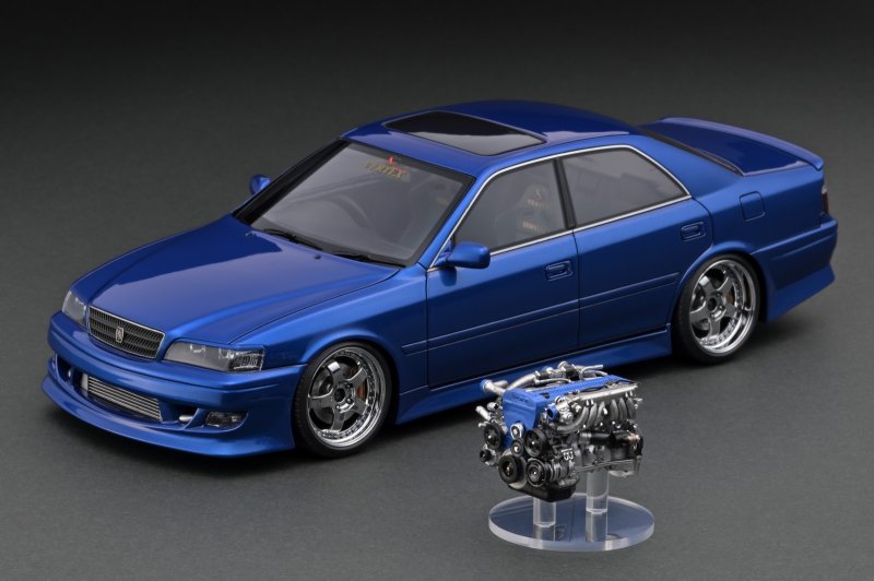 画像1: Ignition Model 1/18　VERTEX JZX100 Chaser Blue Metallic With Engine／ヴェルテックス ＪＺＸ１００チェイサー（ブルメタ）+エンジン／60台限定 (1)