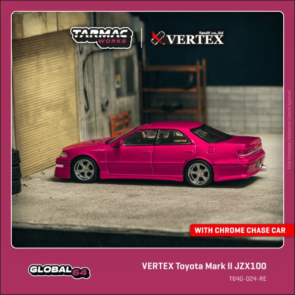 画像1: 【日本未発売ブリスターモデル・予約品】1/64　VERTEX Toyota Mark II JZX100, Red Metallic/TARMAC Works ダイキャスト (1)