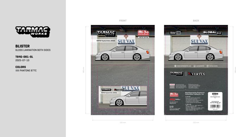 画像6: 【日本未発売ブリスターモデル・予約品】1/64　VERTEX JZS161 ARISTO/TARMAC Works ダイキャスト (6)