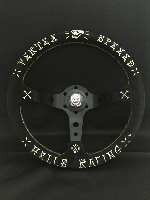 VERTEXステアリング[VERTEX HELLS Racing Gold/Silver]90mmDEEP/33Φ SUEDE TYPE/Designed by JUN WATANABE